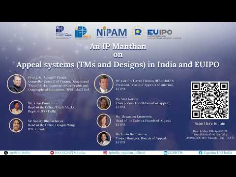 IP Manthan on Appeal systems (TMs and Designs) in India and EUIPO #ipmanthan #ipindia #euipo #cgpdtm